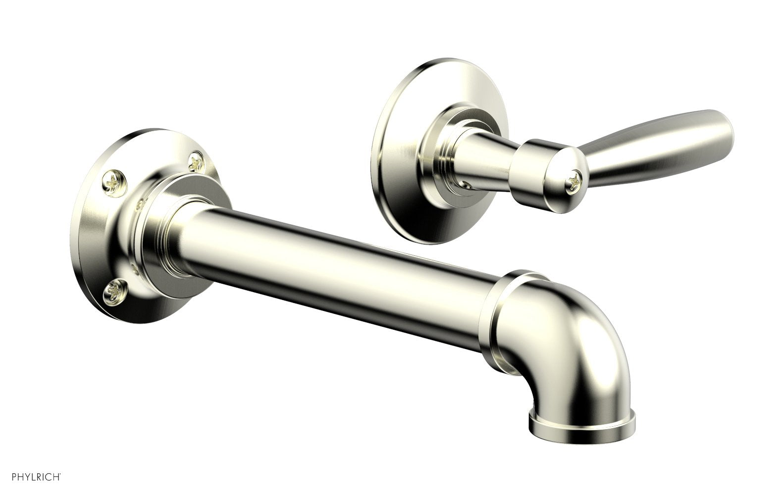 WORKS 2 Single Handle Wall Lavatory Set   Lever Handles by Phylrich - Polished Brass