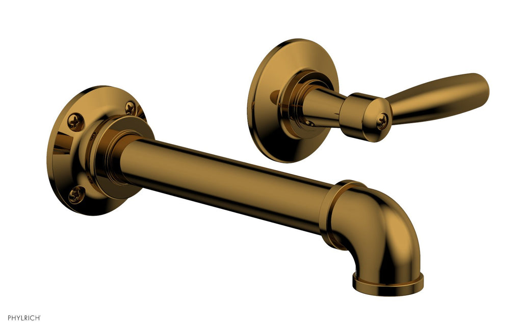 WORKS 2 Single Handle Wall Lavatory Set   Lever Handles by Phylrich - Polished Gold