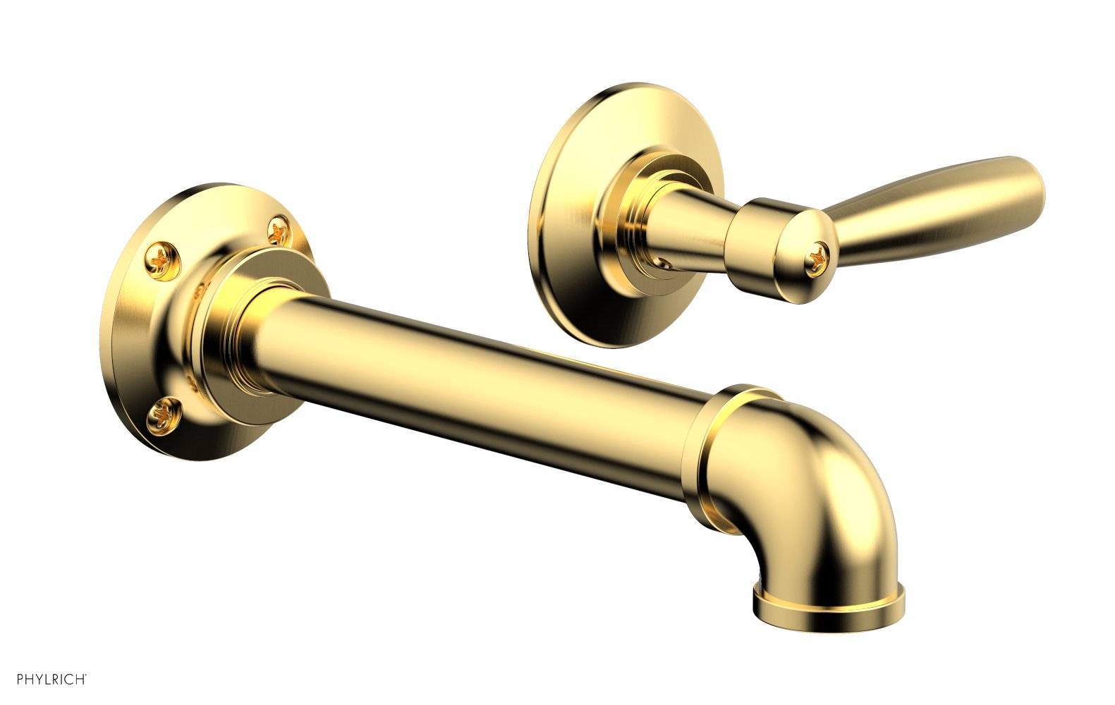WORKS 2 Single Handle Wall Lavatory Set   Lever Handles by Phylrich - Burnished Gold