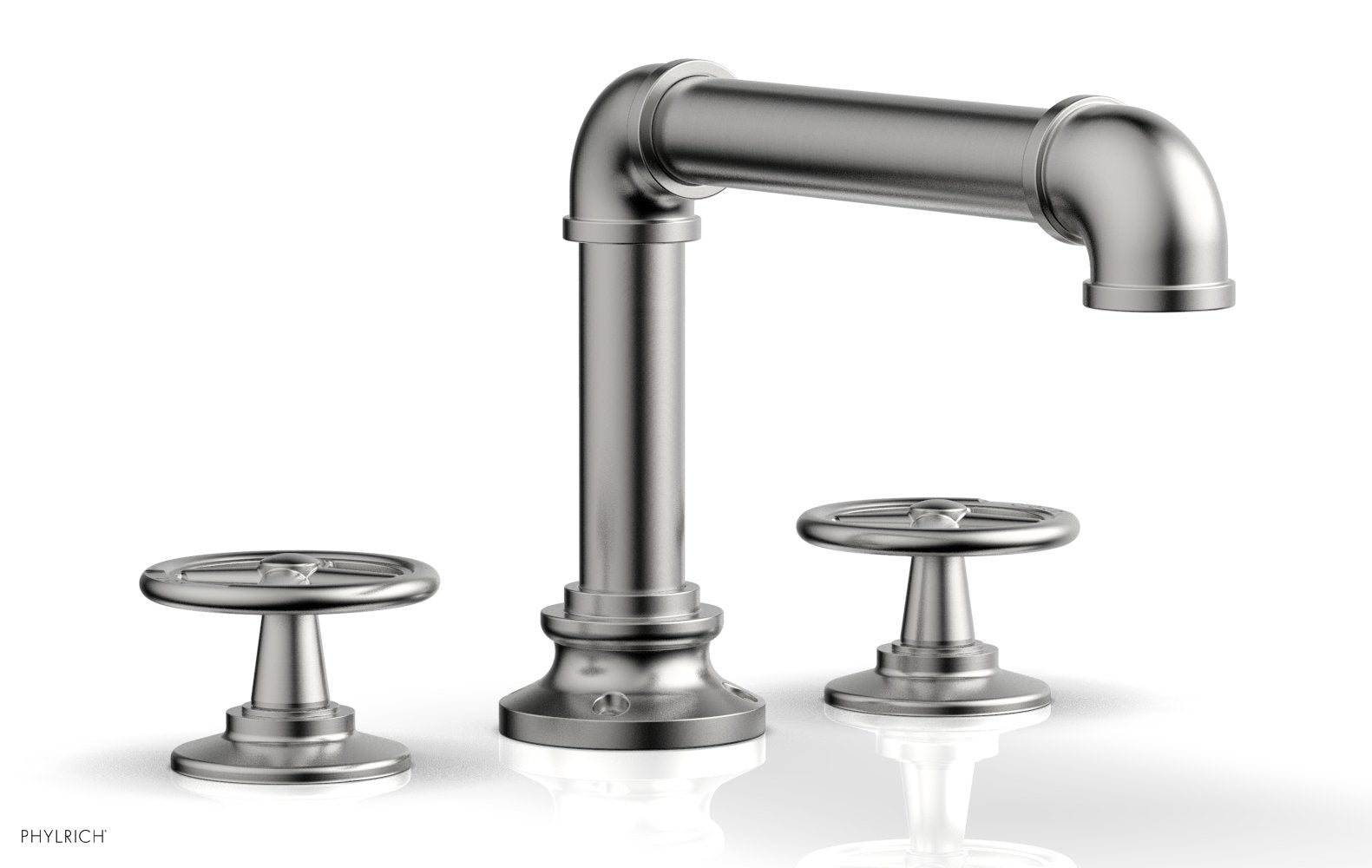 WORKS 2 Deck Tub Set   Cross Handles by Phylrich - Satin Chrome