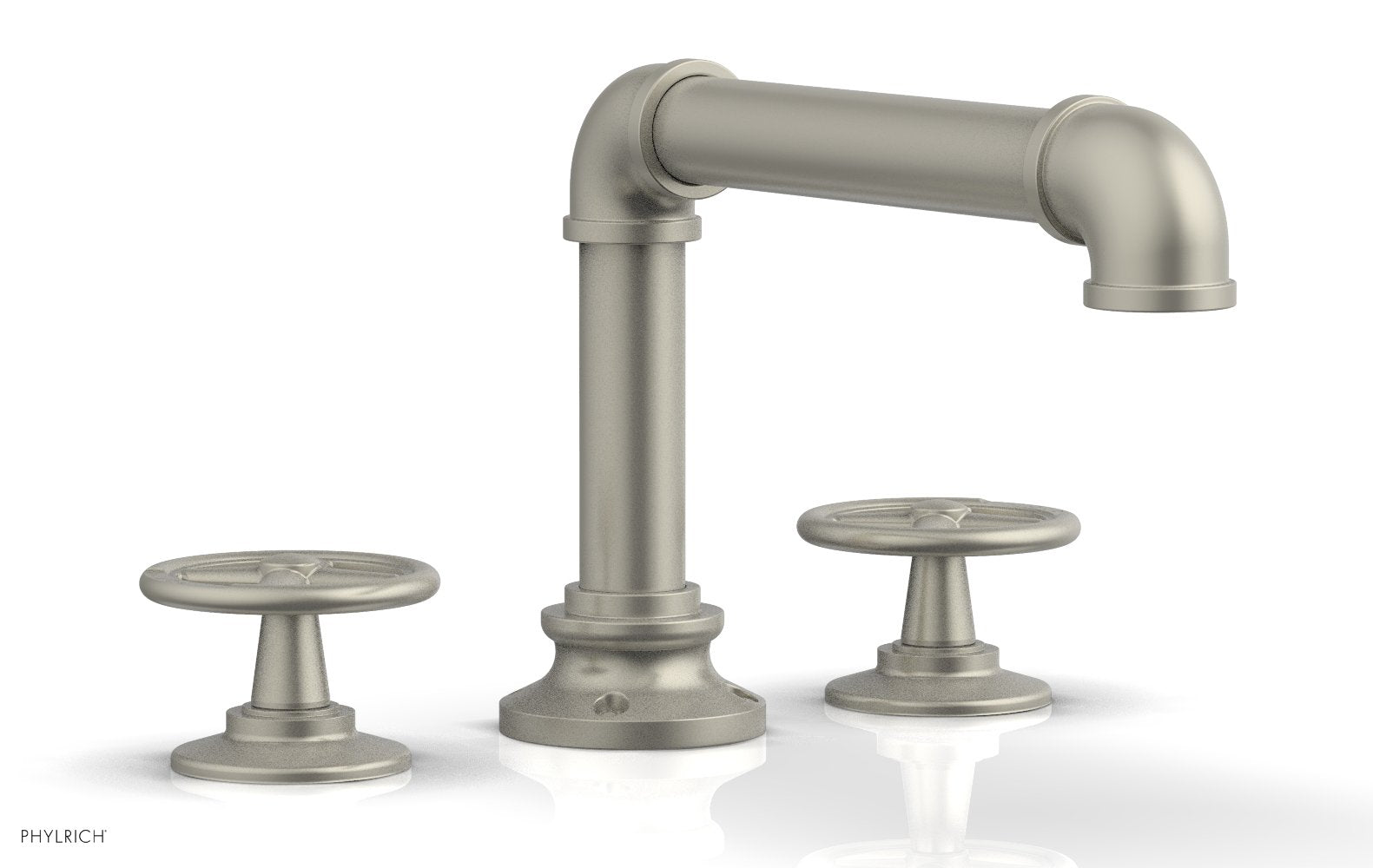 WORKS 2 Deck Tub Set   Cross Handles by Phylrich - Burnished Nickel