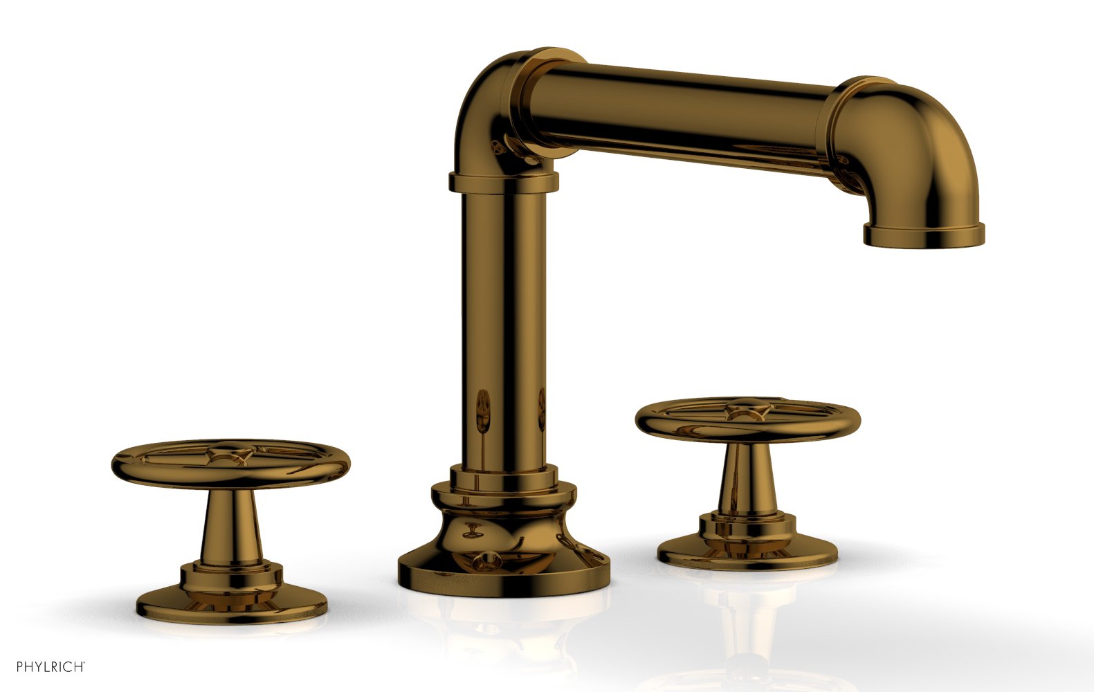 WORKS 2 Deck Tub Set   Cross Handles by Phylrich - Polished Gold