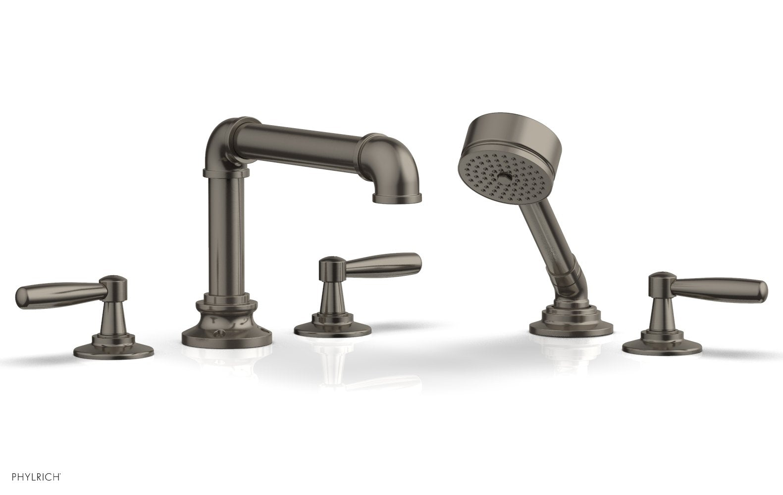 WORKS 2 Deck Tub Set with Hand Shower   Lever Handles by Phylrich - Burnished Nickel