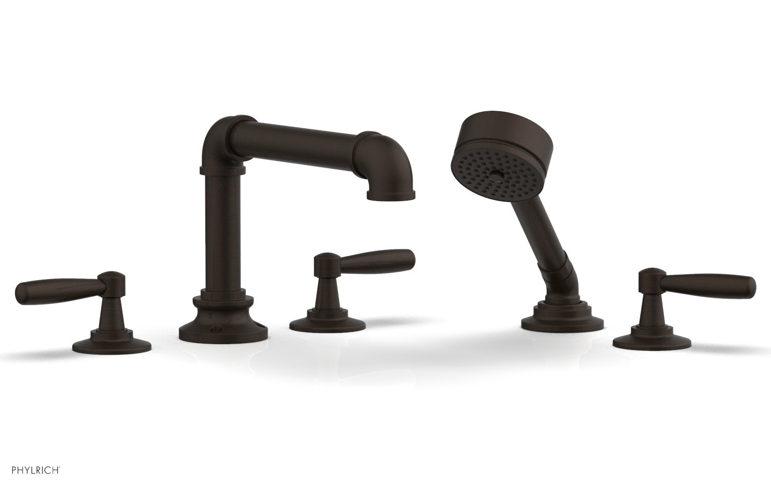 WORKS 2 Deck Tub Set with Hand Shower   Lever Handles by Phylrich - Antique Bronze