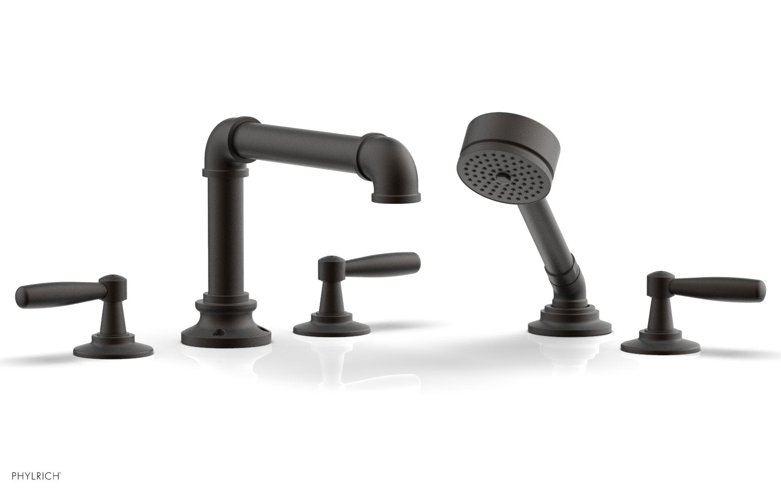 WORKS 2 Deck Tub Set with Hand Shower   Lever Handles by Phylrich - Oil Rubbed Bronze