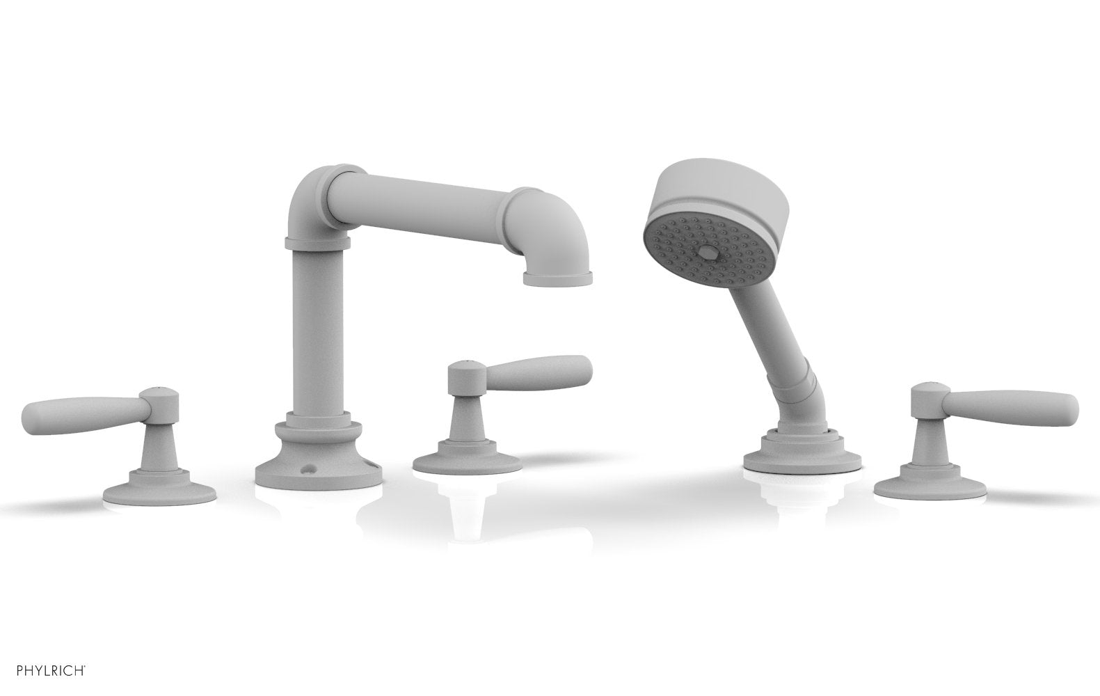 WORKS 2 Deck Tub Set with Hand Shower   Lever Handles by Phylrich - Satin White