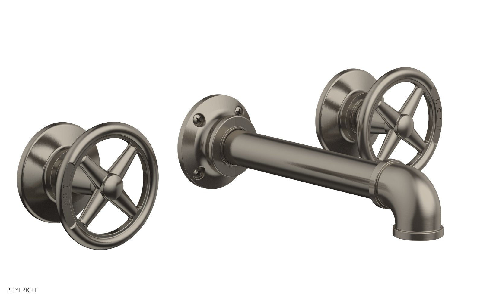 WORKS 2 Wall Tub Set   Cross Handles by Phylrich - Pewter