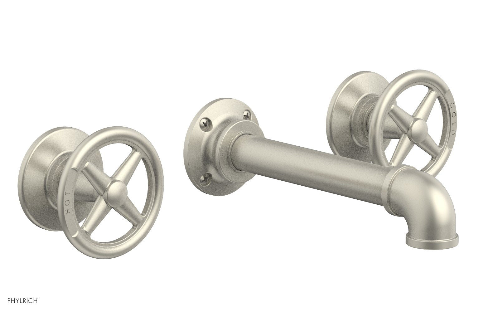 WORKS 2 Wall Tub Set   Cross Handles by Phylrich - Burnished Nickel