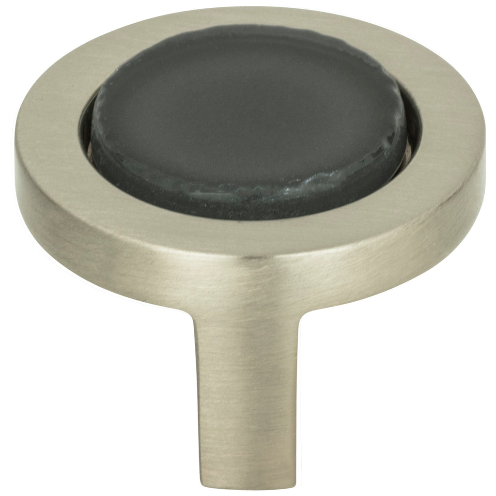 Spa Black Round Knob by Atlas - 1-1/4" - Brushed Nickel - New York Hardware