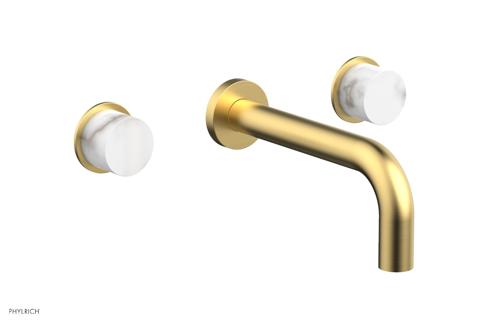 BASIC II Wall Lavatory Set   White Marble by Phylrich - Burnished Gold