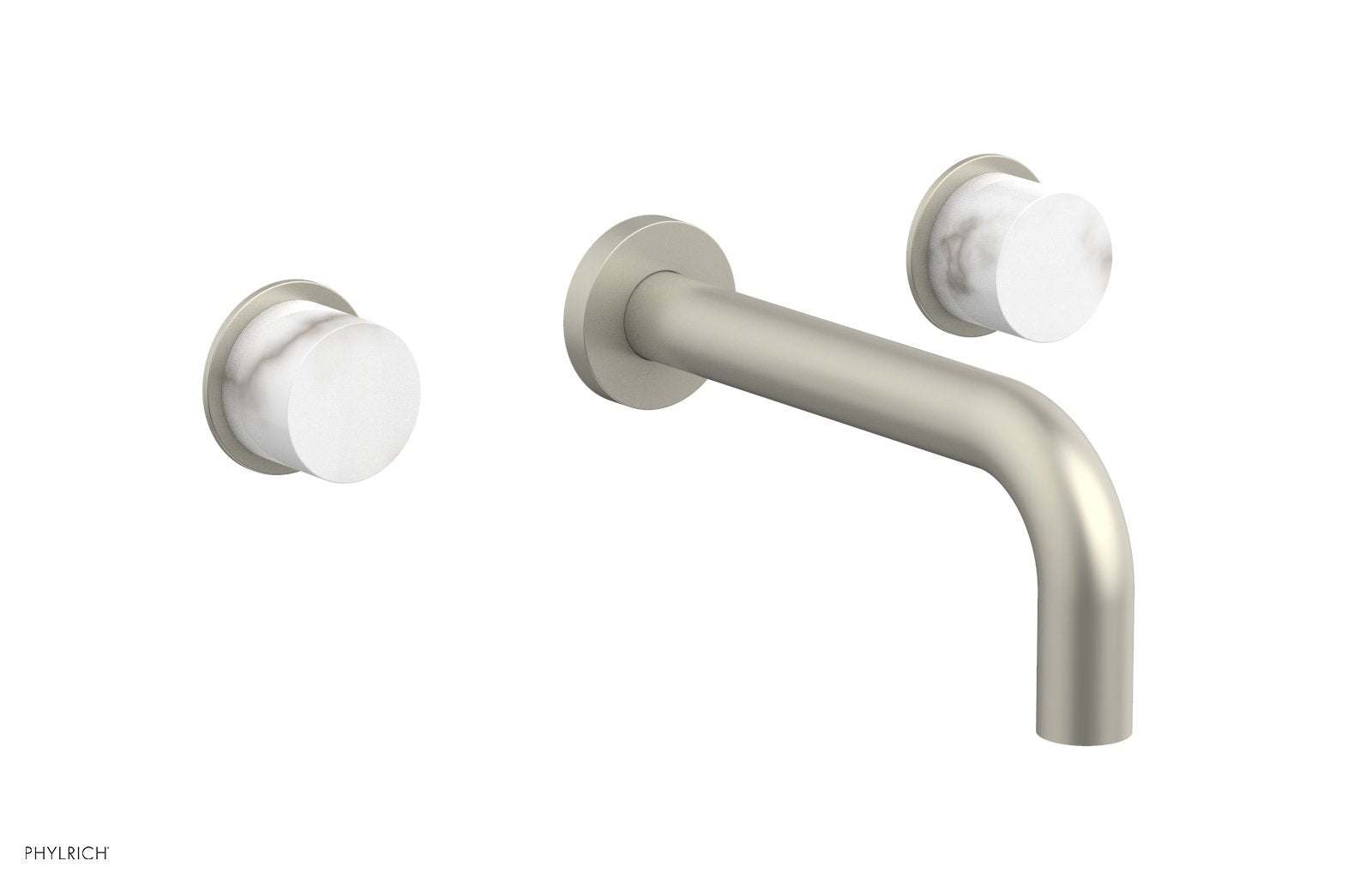 BASIC II Wall Lavatory Set   White Marble by Phylrich - Burnished Nickel