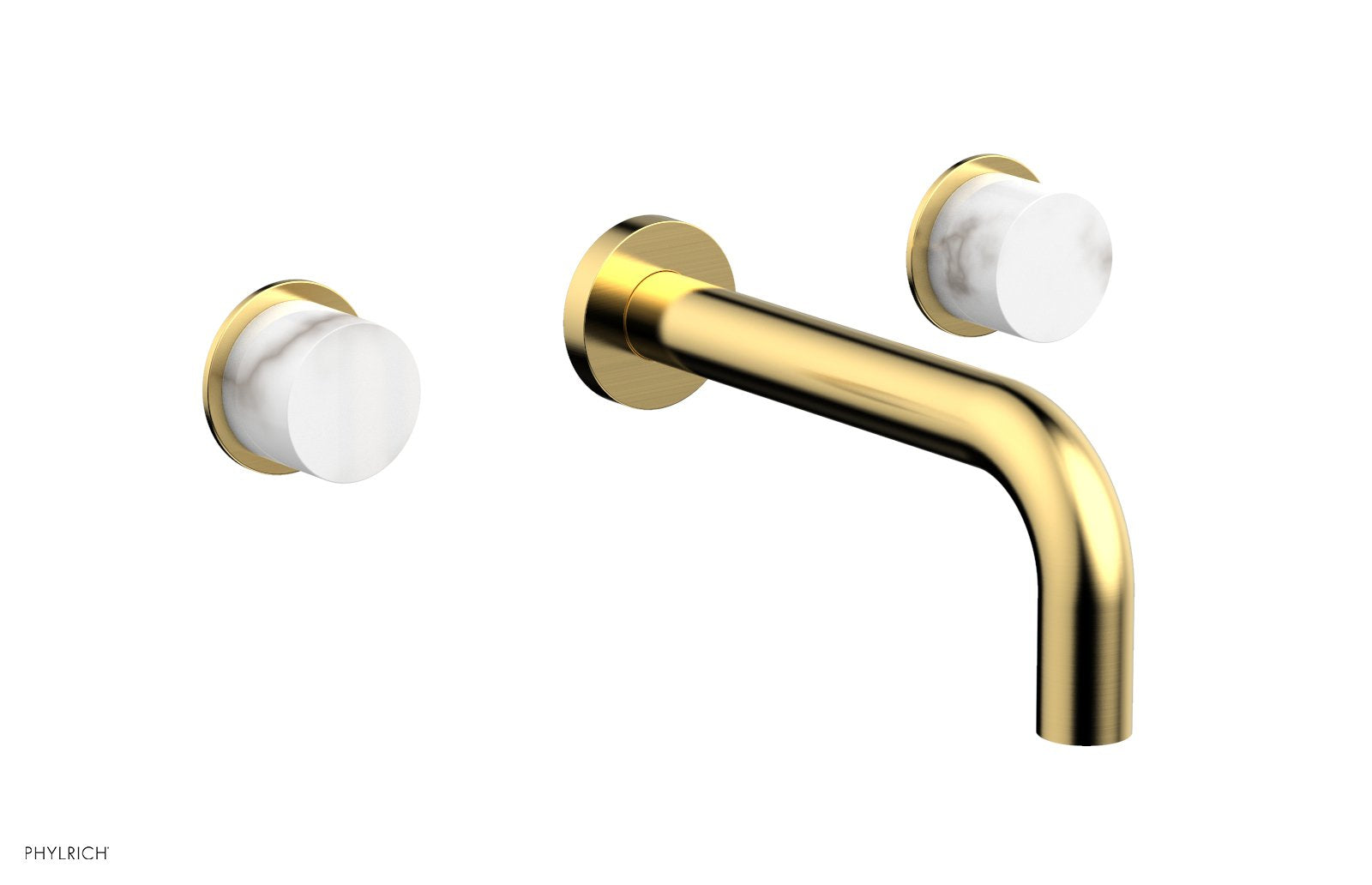 BASIC II Wall Lavatory Set   White Marble by Phylrich - Satin Gold