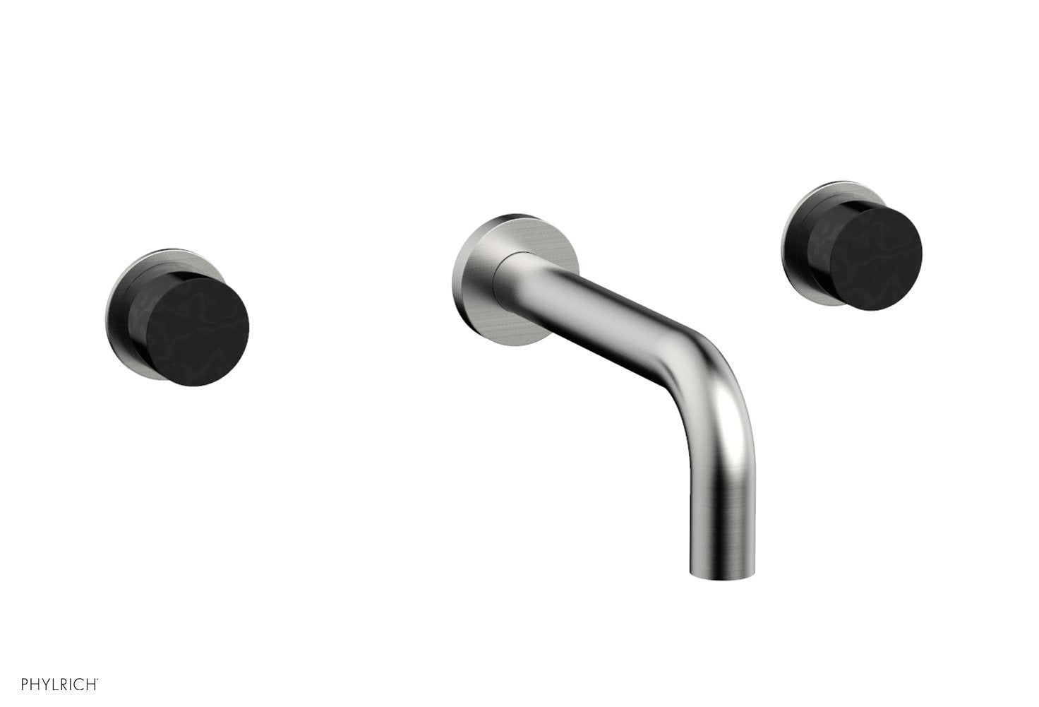 BASIC II Wall Lavatory Set   Black Marble by Phylrich - Satin Chrome