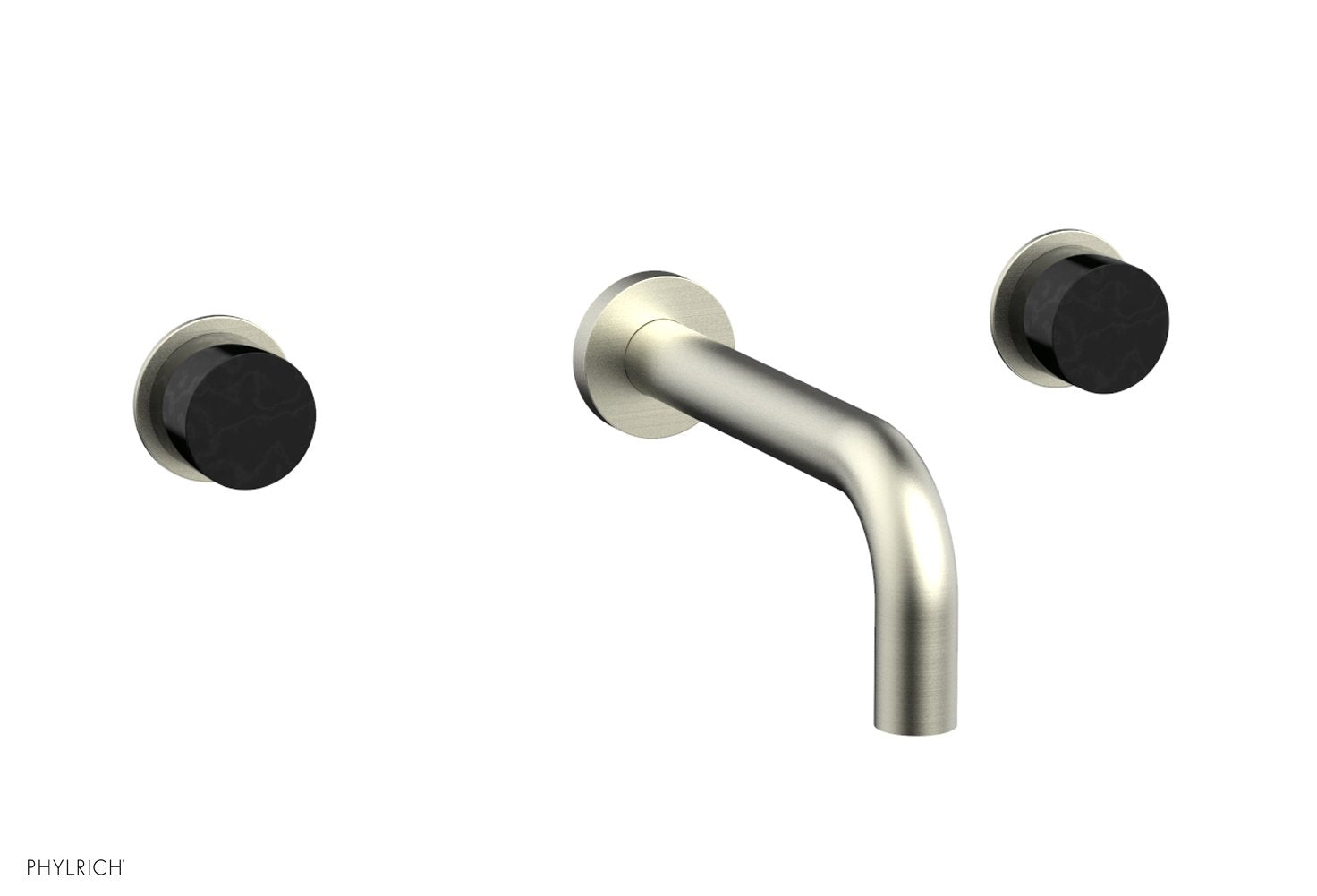 BASIC II Wall Lavatory Set   Black Marble by Phylrich - Satin Nickel