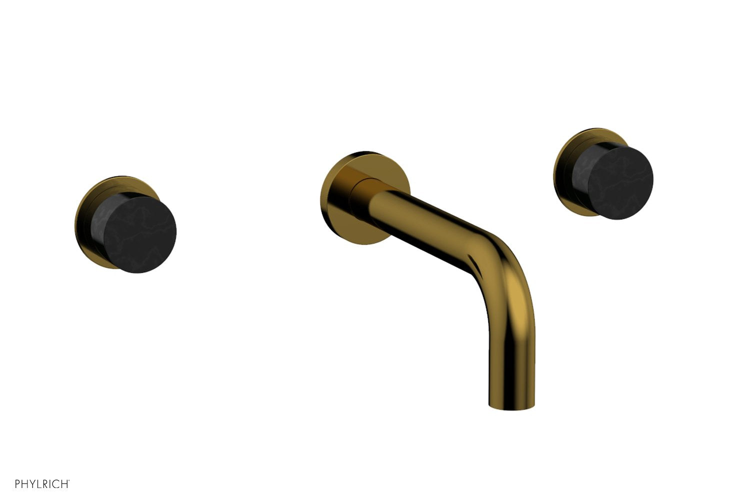 BASIC II Wall Lavatory Set   Black Marble by Phylrich - French Brass