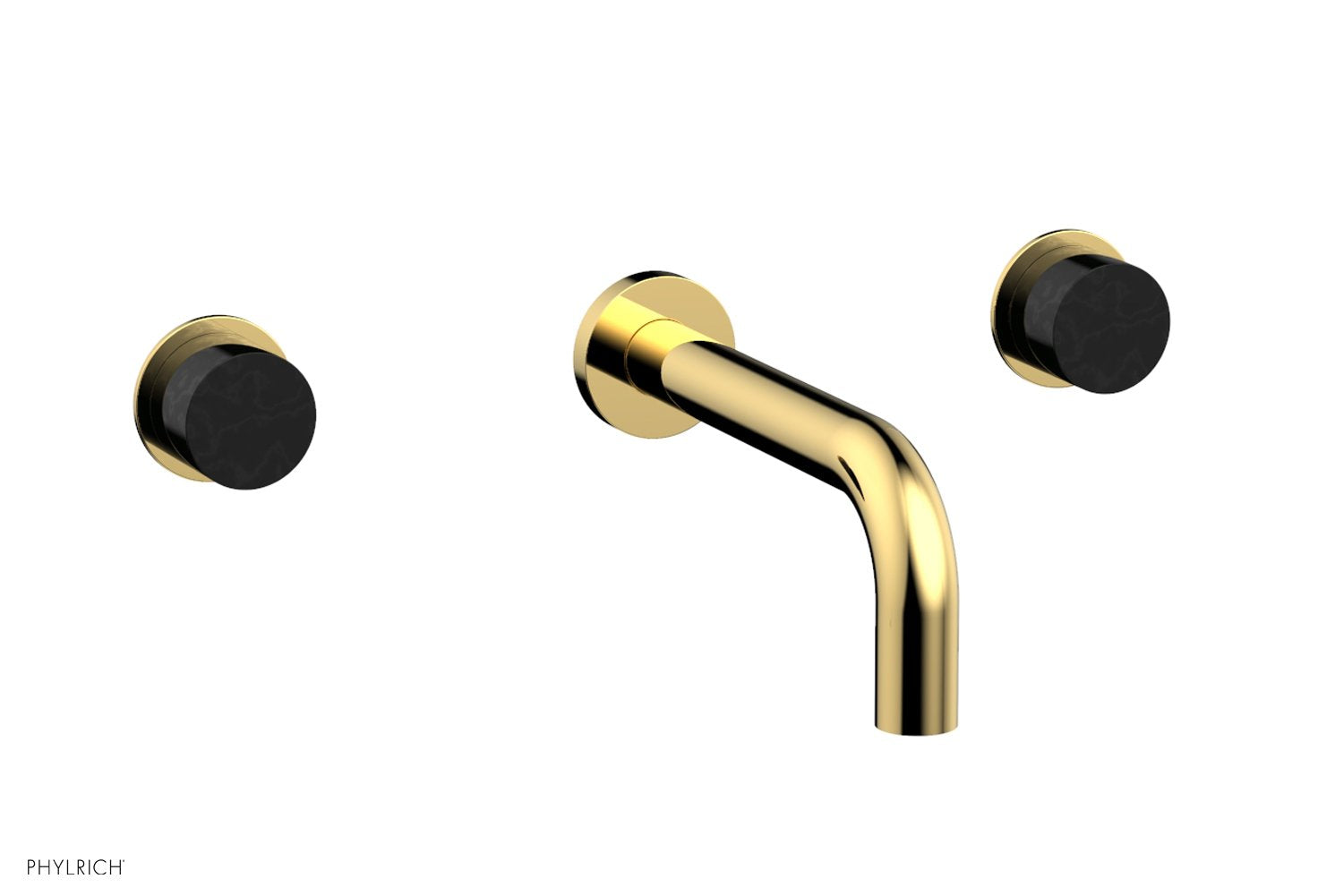 BASIC II Wall Lavatory Set   Black Marble by Phylrich - Polished Gold