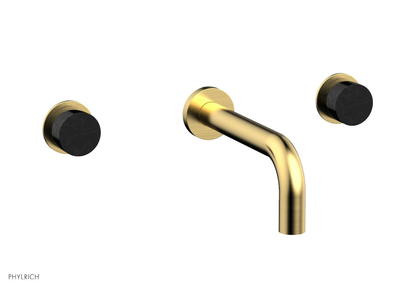 BASIC II Wall Lavatory Set   Black Marble by Phylrich - Satin Gold