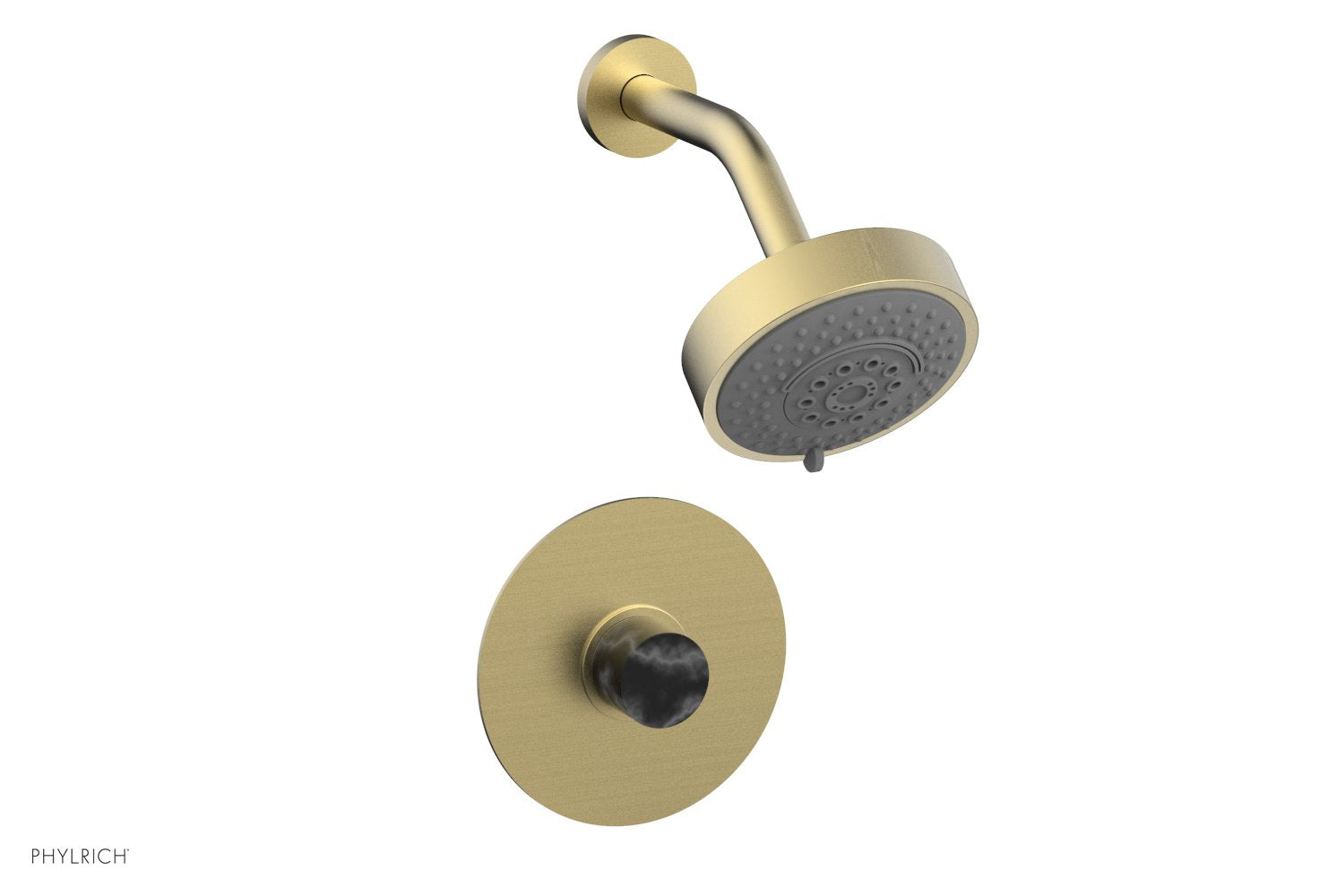 BASIC II Pressure Balance Shower Set   Black Marble by Phylrich - Burnished Gold