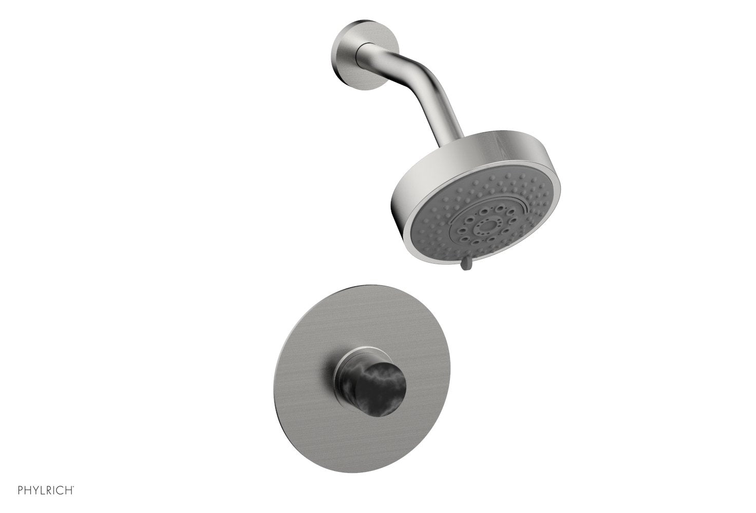 BASIC II Pressure Balance Shower Set   Black Marble by Phylrich - Satin Chrome