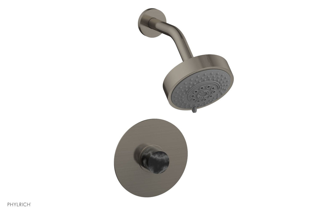 BASIC II Pressure Balance Shower Set   Black Marble by Phylrich - Pewter