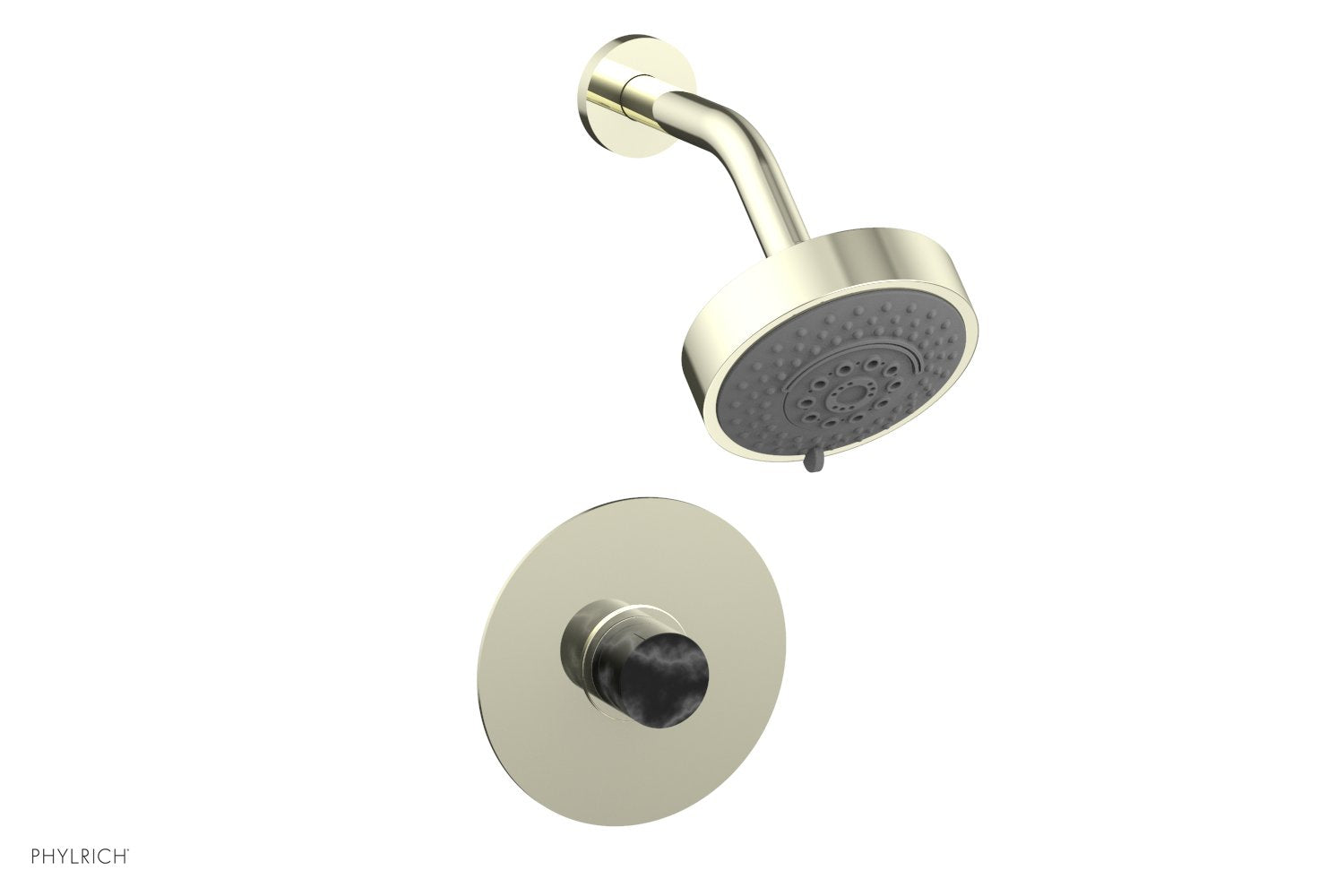 BASIC II Pressure Balance Shower Set   Black Marble by Phylrich - Burnished Nickel