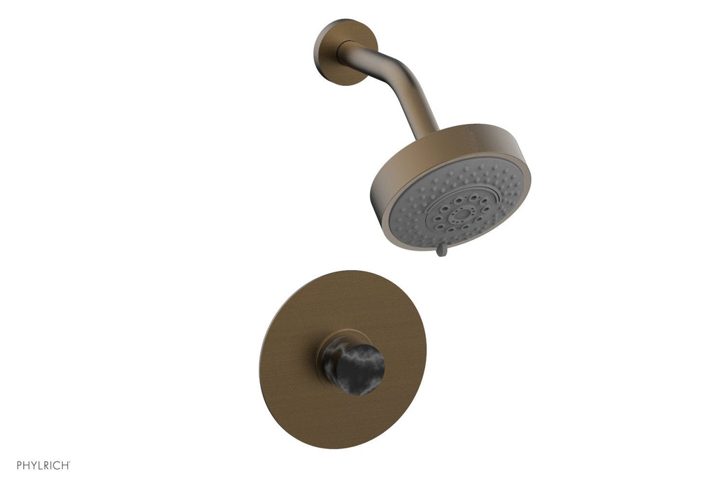 BASIC II Pressure Balance Shower Set   Black Marble by Phylrich - Old English Brass