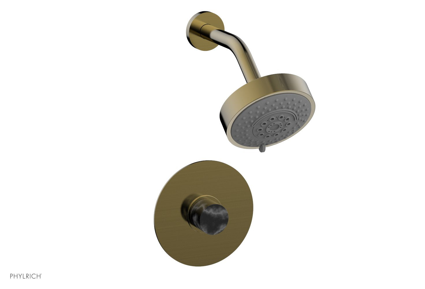 BASIC II Pressure Balance Shower Set   Black Marble by Phylrich - Antique Brass