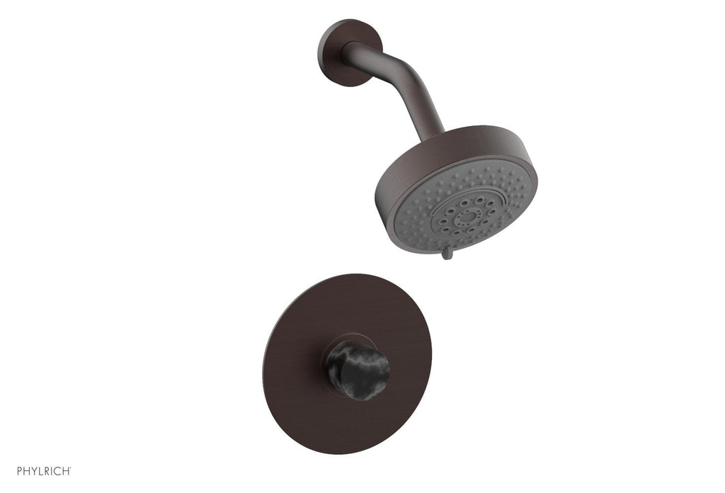 BASIC II Pressure Balance Shower Set   Black Marble by Phylrich - Weathered Copper