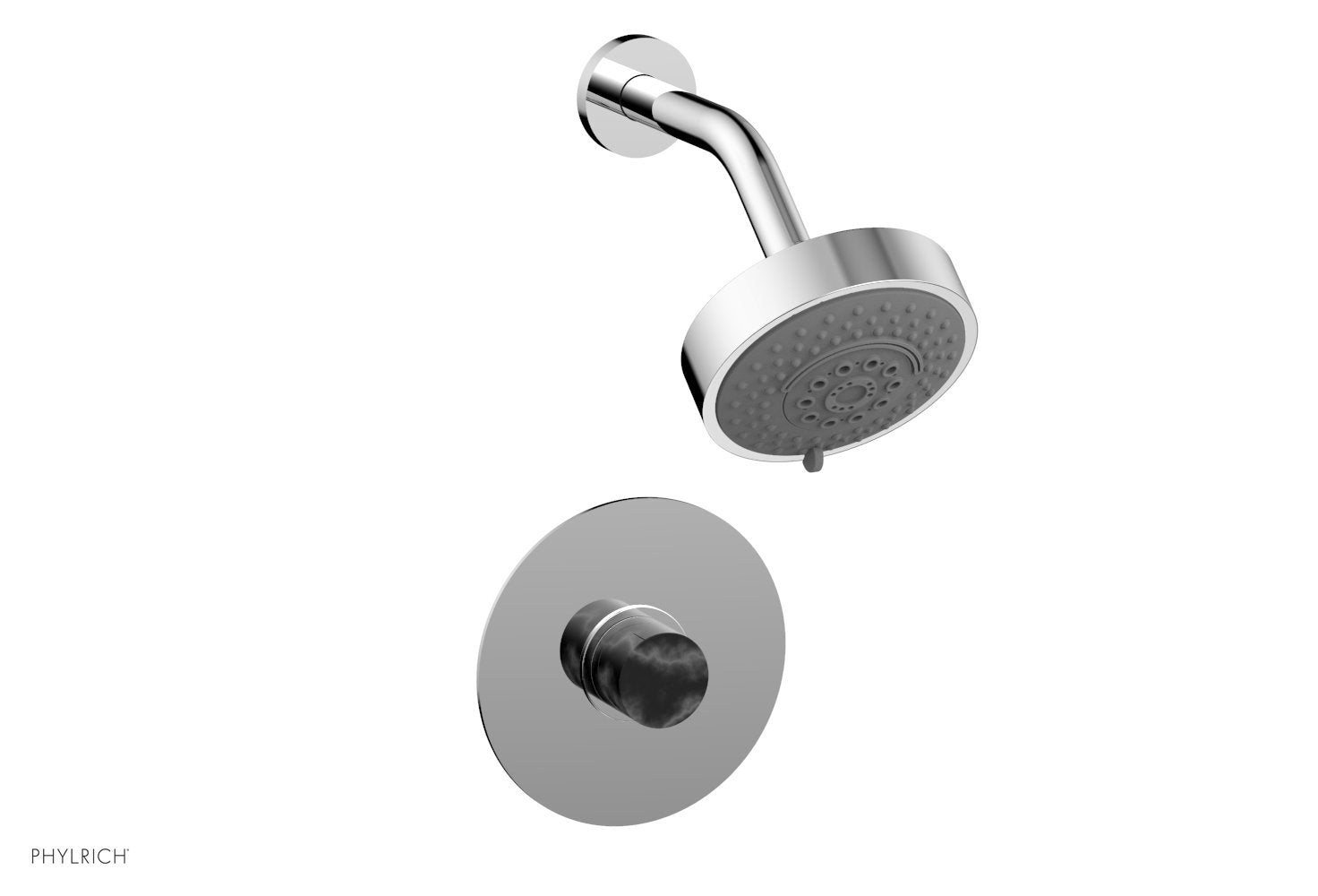 BASIC II Pressure Balance Shower Set   Black Marble by Phylrich - Polished Chrome