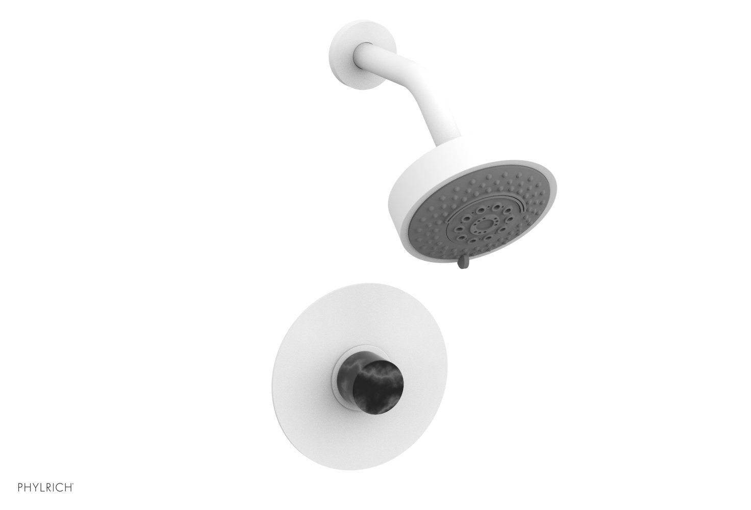 BASIC II Pressure Balance Shower Set   Black Marble by Phylrich - Satin White