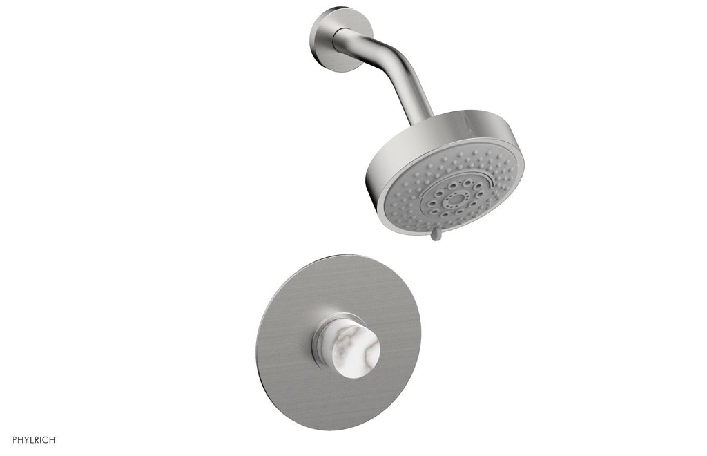 BASIC II Pressure Balance Shower Set   White Marble by Phylrich - Satin Chrome