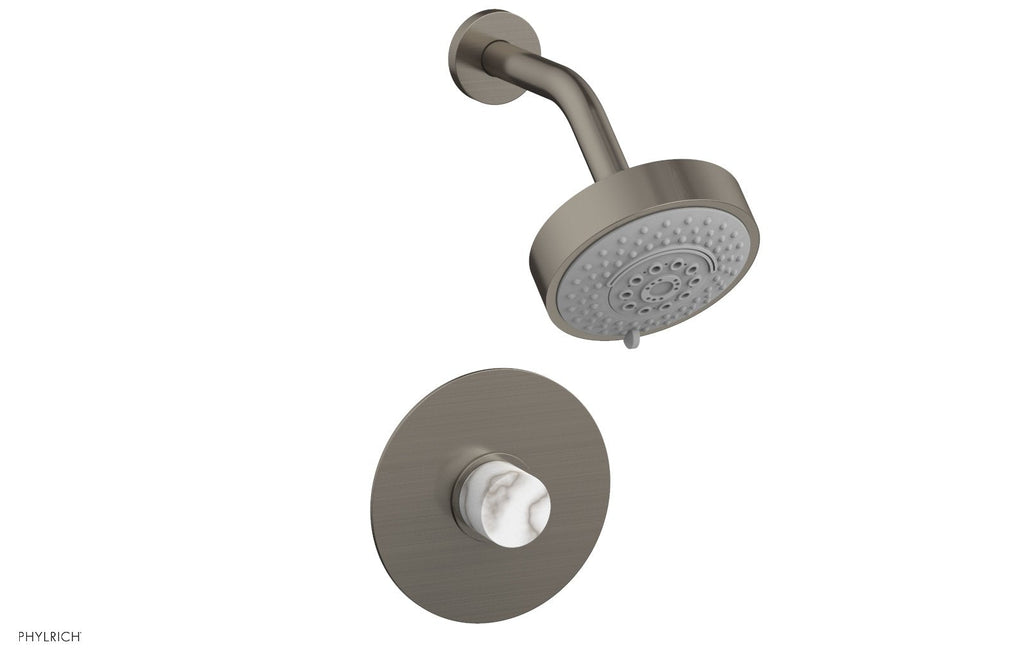 BASIC II Pressure Balance Shower Set   White Marble by Phylrich - Pewter