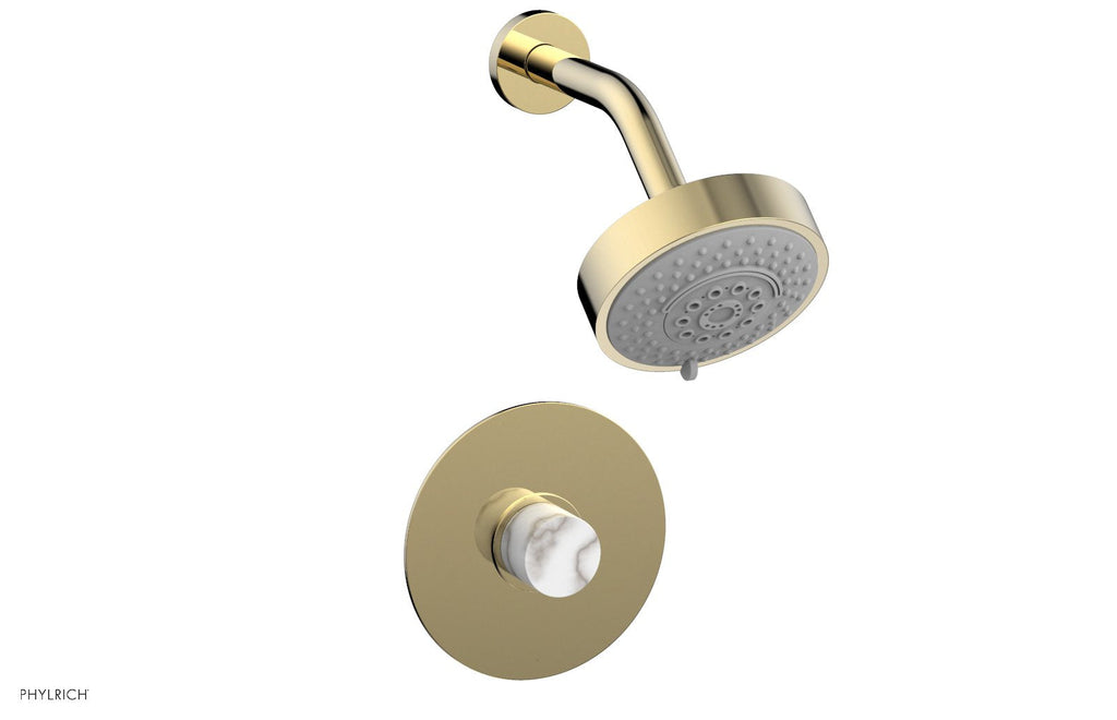 BASIC II Pressure Balance Shower Set   White Marble by Phylrich - Polished Brass Uncoated