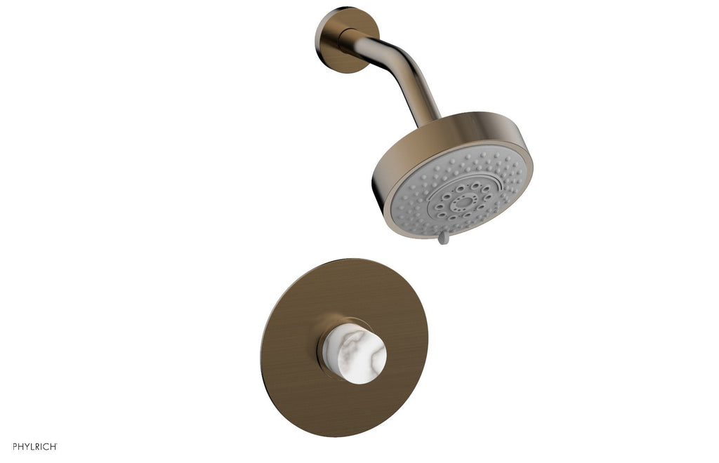 BASIC II Pressure Balance Shower Set   White Marble by Phylrich - Antique Brass