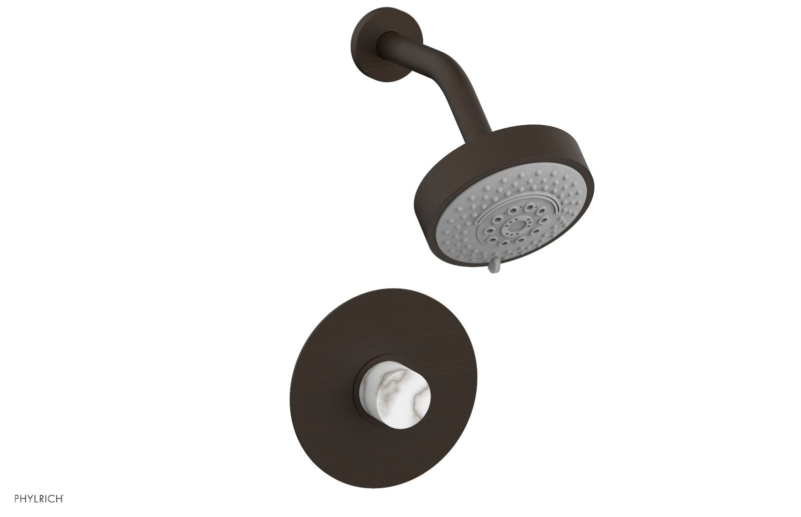 BASIC II Pressure Balance Shower Set   White Marble by Phylrich - Antique Bronze