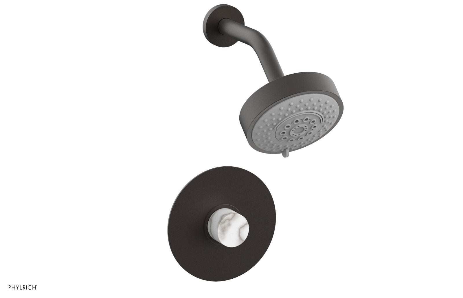 BASIC II Pressure Balance Shower Set   White Marble by Phylrich - Oil Rubbed Bronze