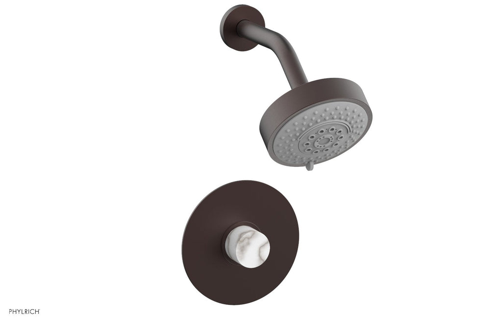 BASIC II Pressure Balance Shower Set   White Marble by Phylrich - Weathered Copper
