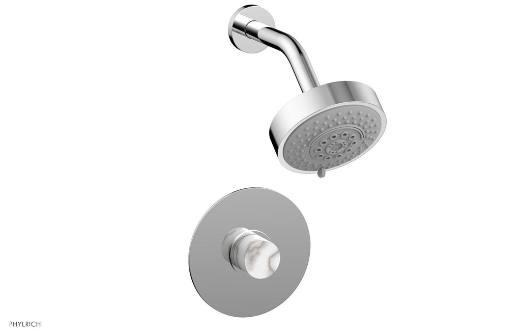 BASIC II Pressure Balance Shower Set   White Marble by Phylrich - Polished Chrome