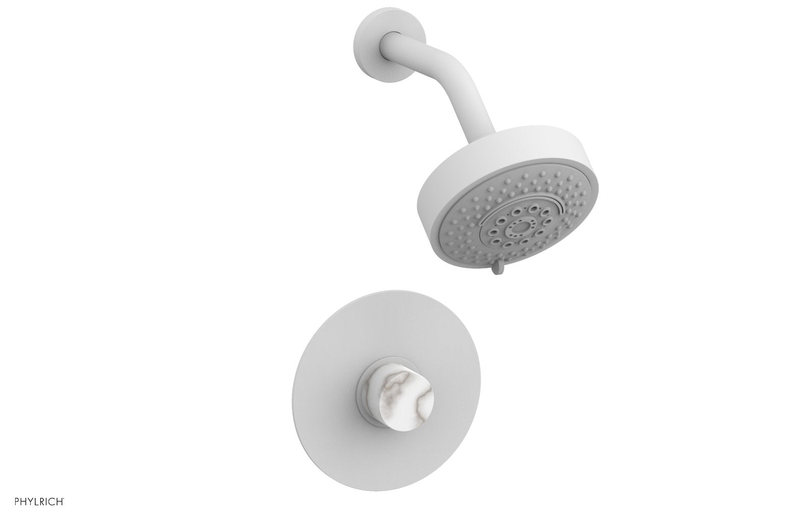 BASIC II Pressure Balance Shower Set   White Marble by Phylrich - Satin White