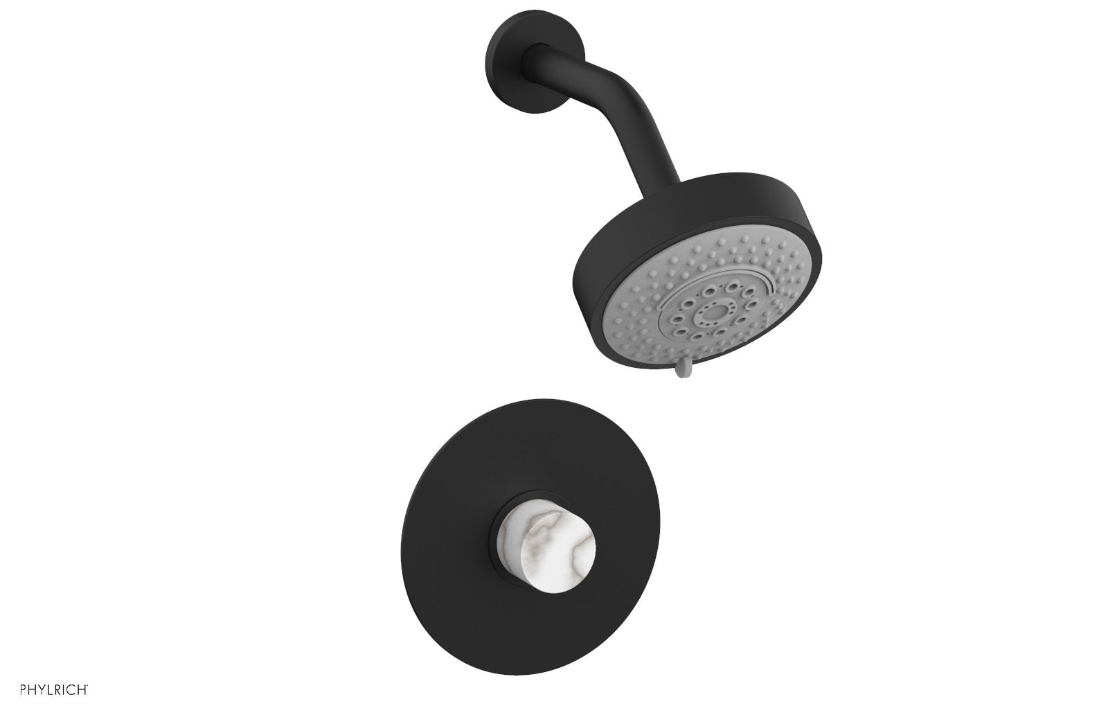 BASIC II Pressure Balance Shower Set   White Marble by Phylrich - Matte Black