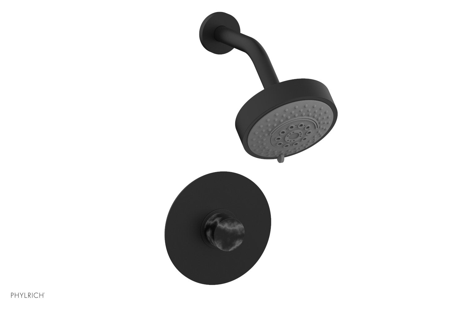 BASIC II Pressure Balance Shower Set   Black Marble by Phylrich - Matte Black