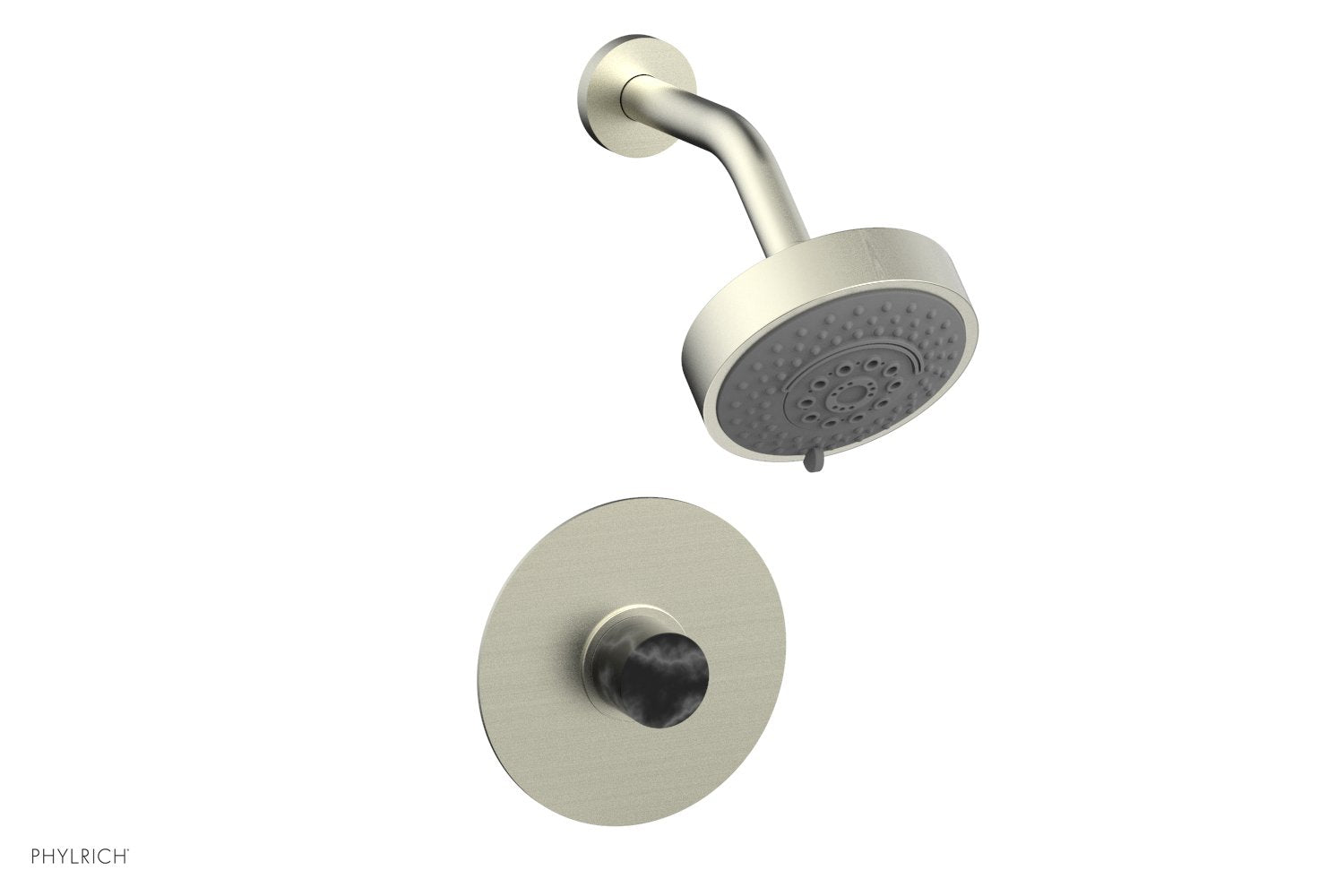 BASIC II Pressure Balance Shower Set   Black Marble by Phylrich - Satin Nickel
