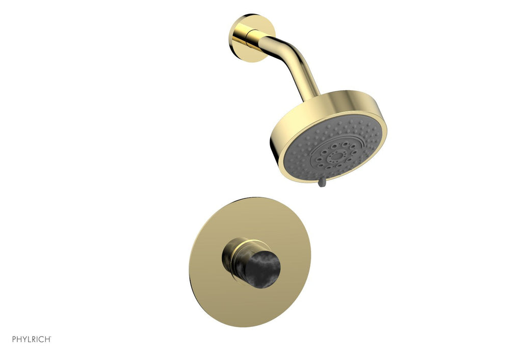 BASIC II Pressure Balance Shower Set   Black Marble by Phylrich - Polished Brass