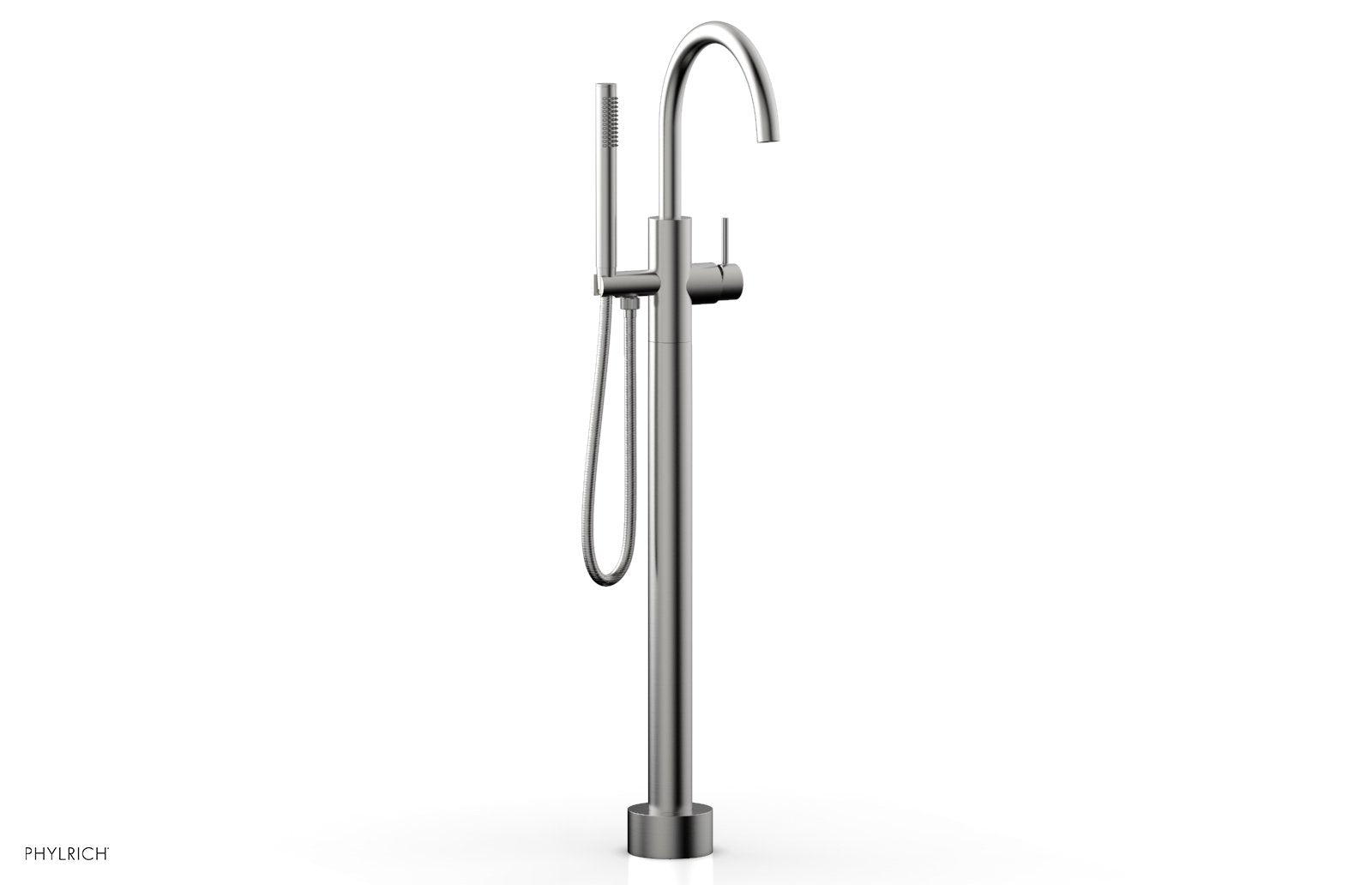 BASIC II Floor Mount Tub Filler with Hand Shower by Phylrich - Satin Chrome