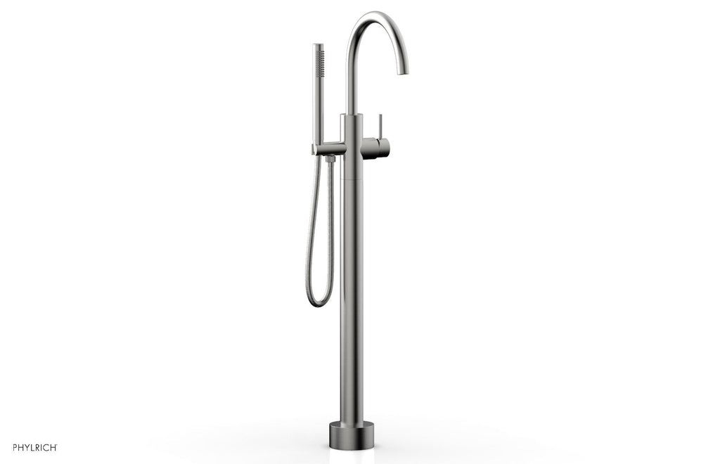 BASIC II Floor Mount Tub Filler with Hand Shower by Phylrich - Satin Chrome