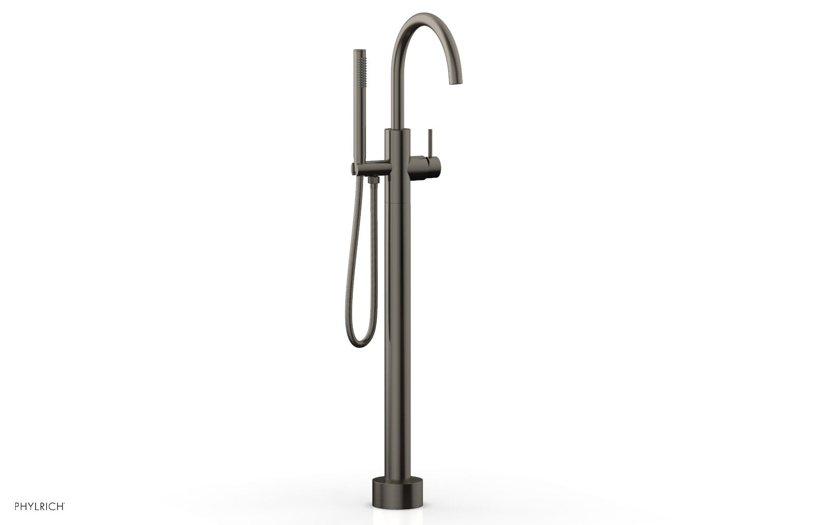 BASIC II Floor Mount Tub Filler with Hand Shower by Phylrich - Pewter
