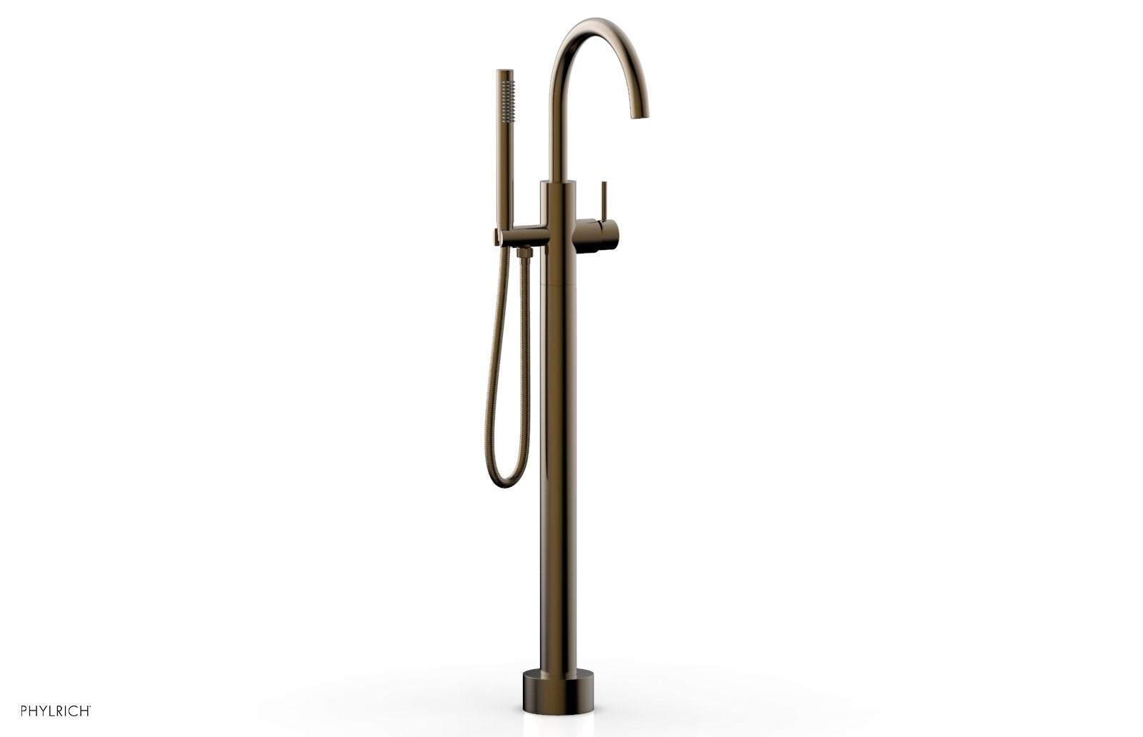 BASIC II Floor Mount Tub Filler with Hand Shower by Phylrich - Antique Brass
