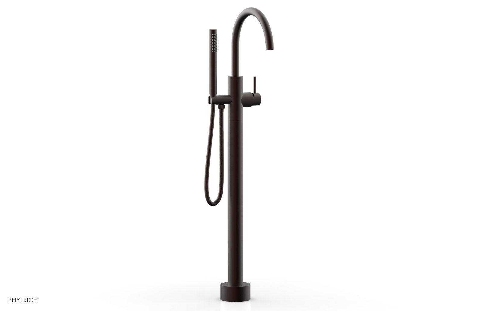 BASIC II Floor Mount Tub Filler with Hand Shower by Phylrich - Weathered Copper