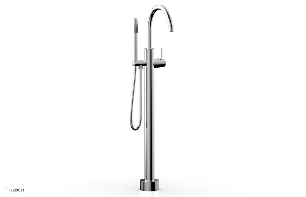 BASIC II Floor Mount Tub Filler with Hand Shower by Phylrich - Polished Chrome