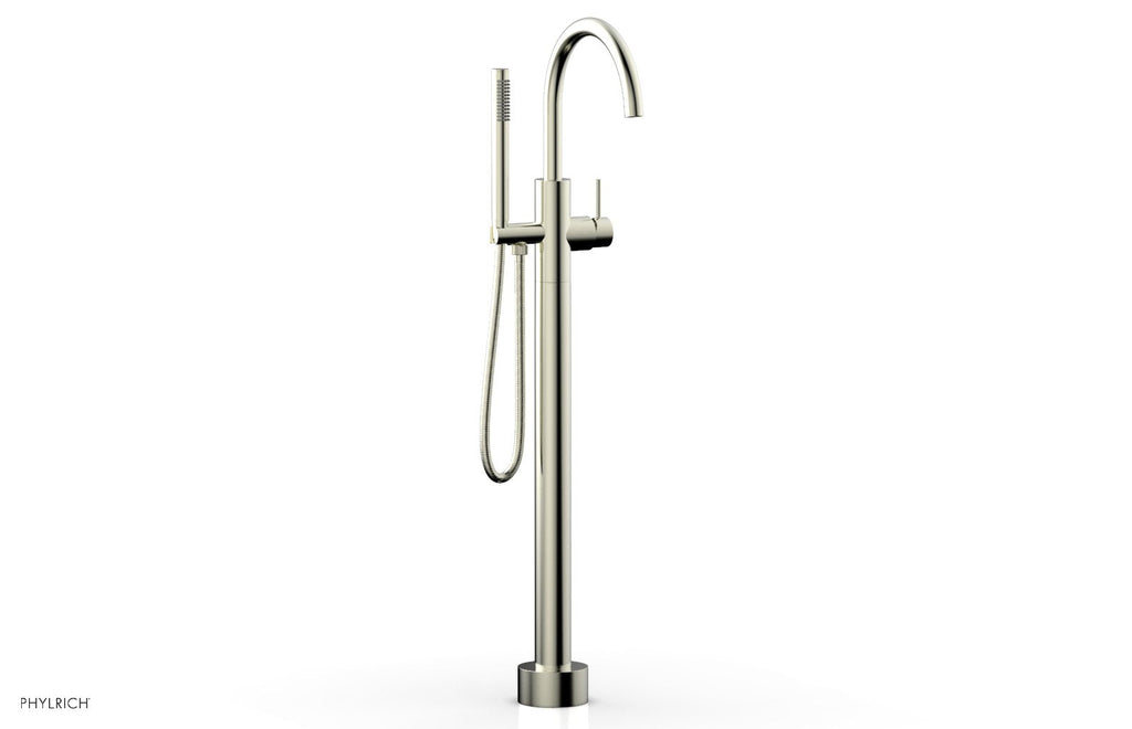 BASIC II Floor Mount Tub Filler with Hand Shower by Phylrich - Satin Nickel